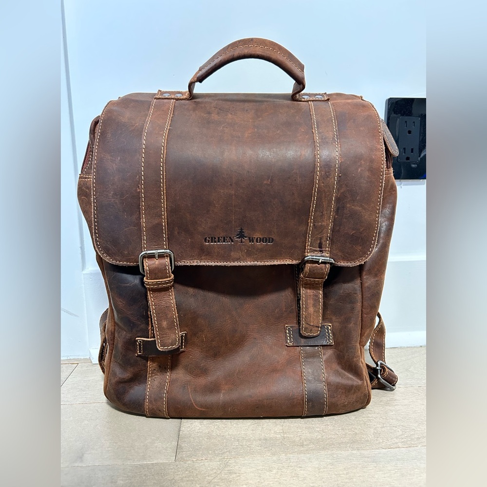 Real Leather Laptop Backpack